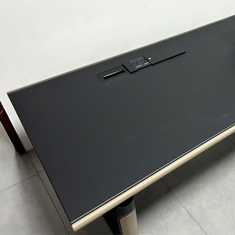 多功能书桌岩板板电脑桌马鞍皮办公桌电动升降卓电竞桌岩板桌面