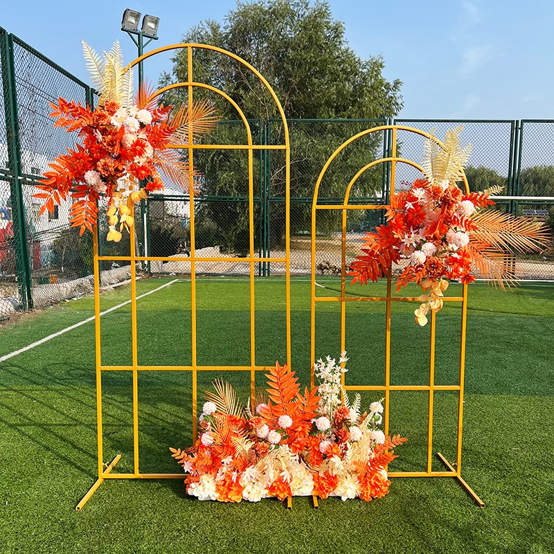 新款婚庆道具婚礼背景铁艺方框几何屏风花田喜事花架森系花拱门