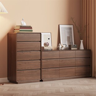 高低斗柜组合实木客厅靠墙储物卧室收纳置物抽屉柜现代简约五斗柜