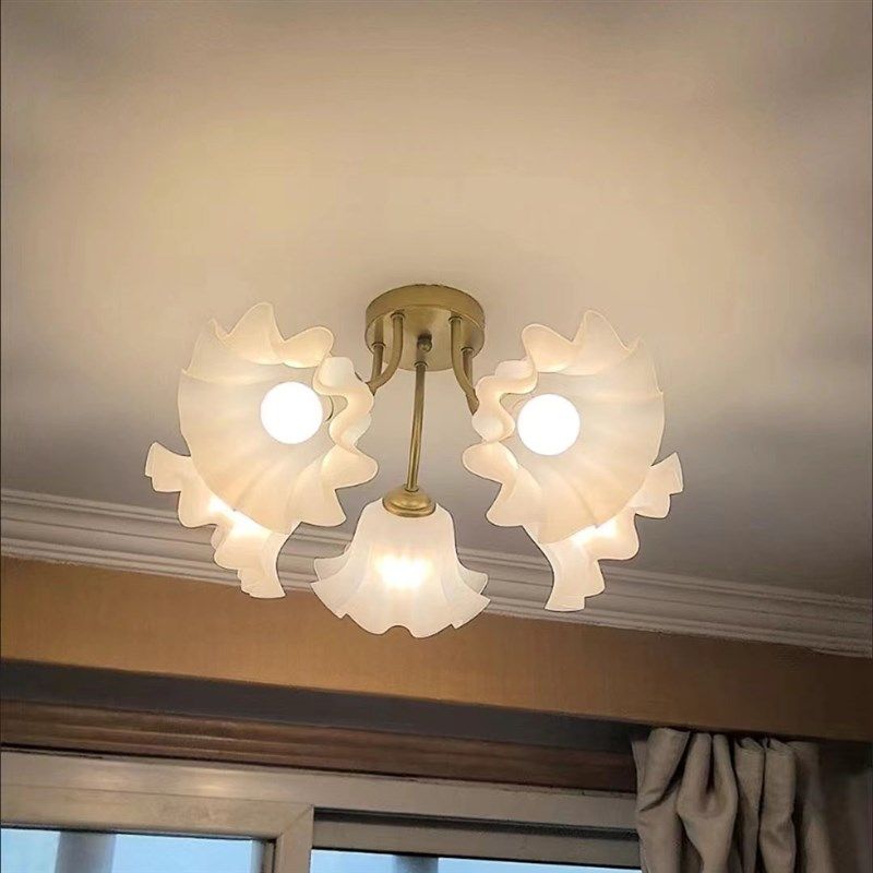 新款客厅灯吊灯轻奢花朵灯奶油北欧E法式灯具餐厅卧室灯套餐组合
