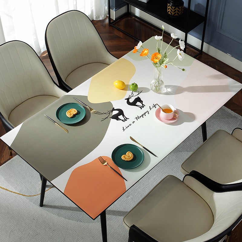 餐桌垫硅胶桌g布防水防油免洗轻奢长方形厚简约电视柜台布茶几桌