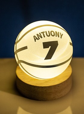 科比篮球c水晶球生日礼物送男生球迷发光实用创意男孩礼品小夜灯