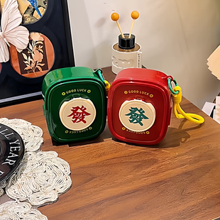 发财盒随身收纳便携口红充电器折叠手机支架带挂绳包包挂件化妆盒