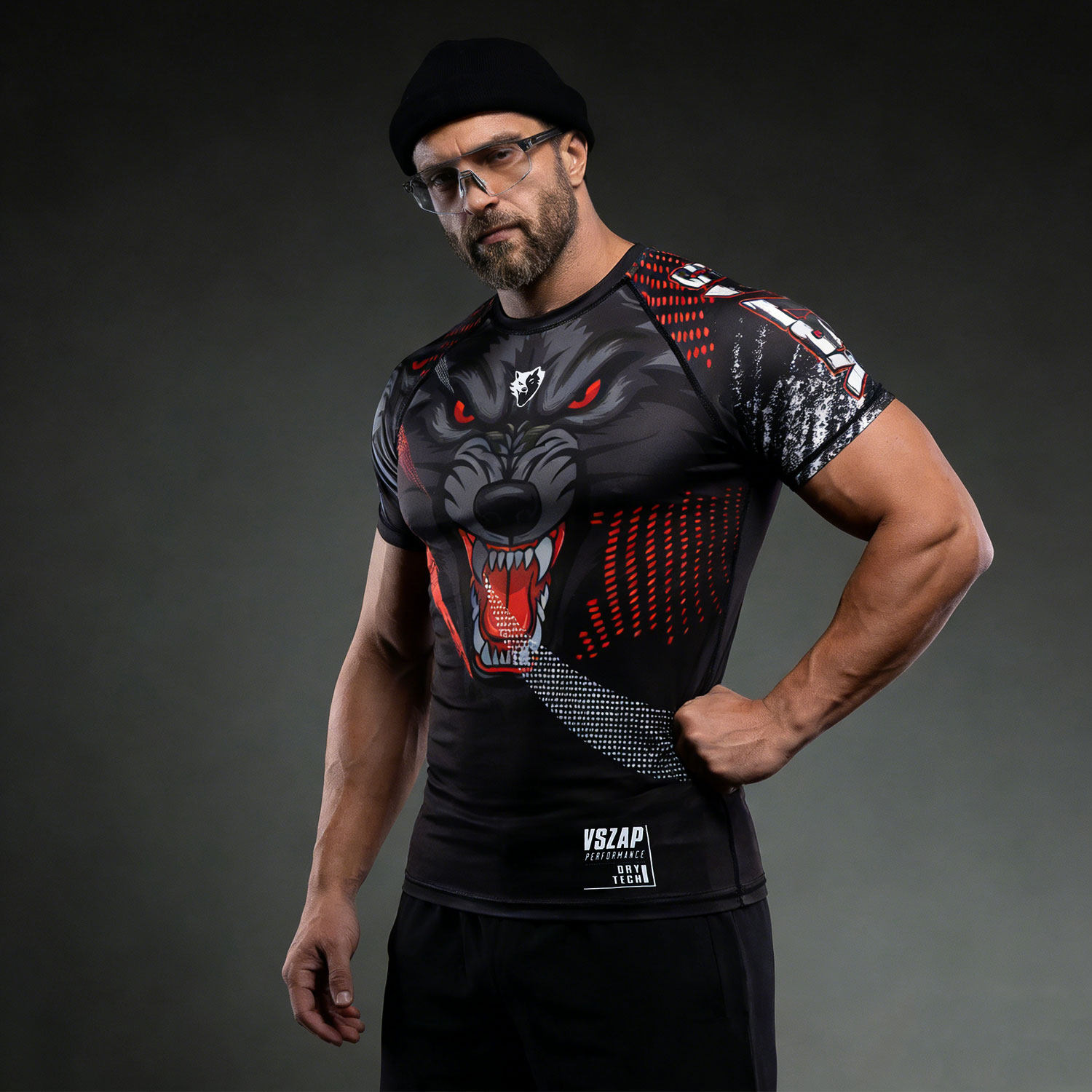 VSZAP暗夜狼正品运动休闲健身房短袖速干耐磨男士时尚弹力紧身衣