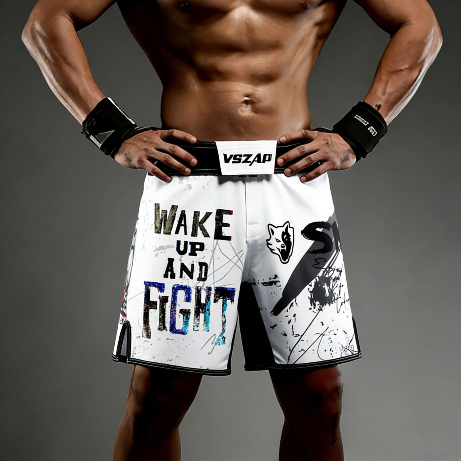 VSZAP正品狼头黑白色调简约运动短裤休闲健身房训练裤速干耐磨服