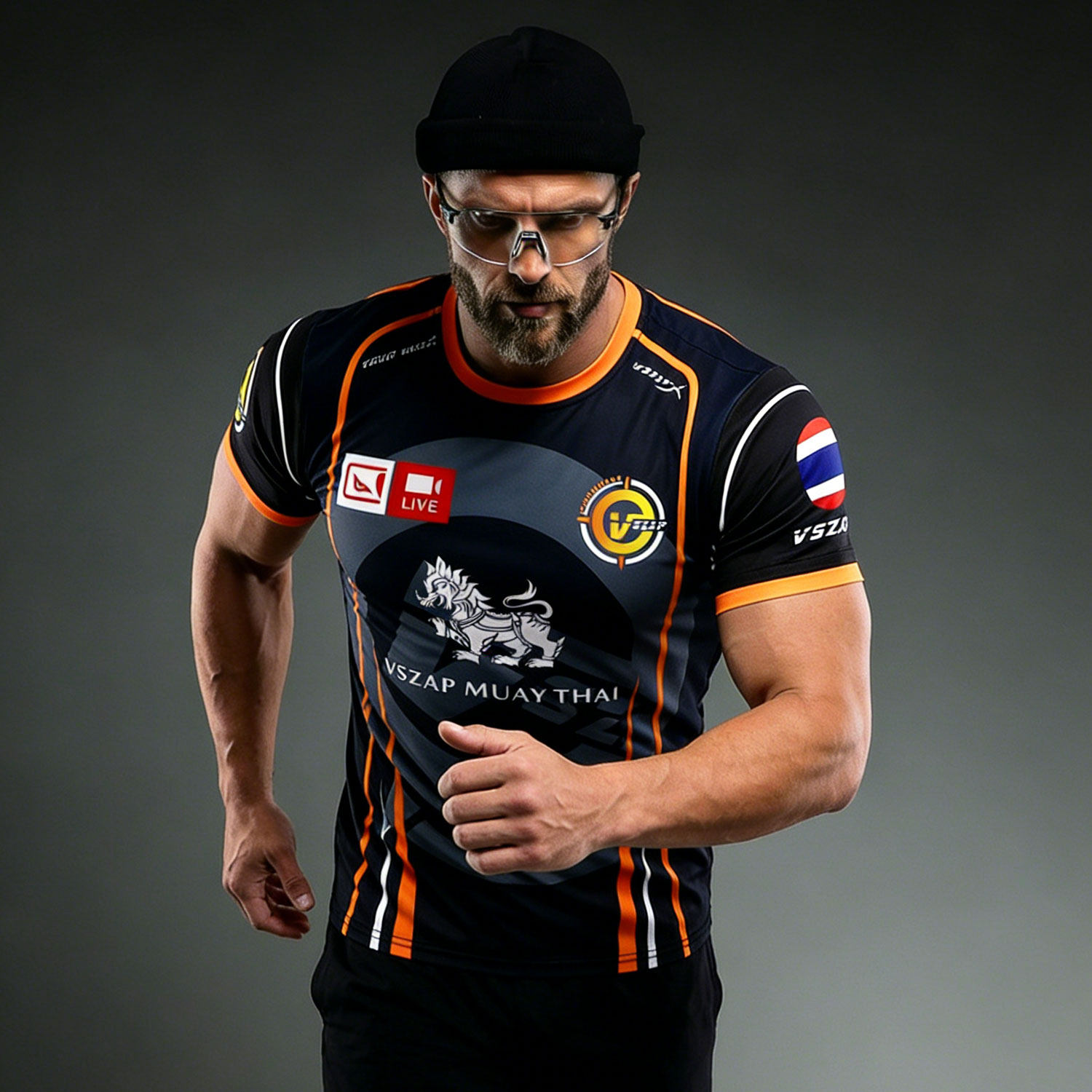 VSZAP机车运动风短袖T恤撞色质感男装拼接速干健身房日常训练服