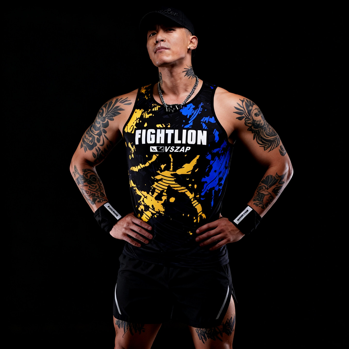 VSZAP泰拳战狮短袖背心速干弹力健身长袖运动紧身衣运动风男女