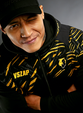 VSZAP男士时尚潮流帅气外套休闲健身运动卫衣黑金色连帽秋冬男装