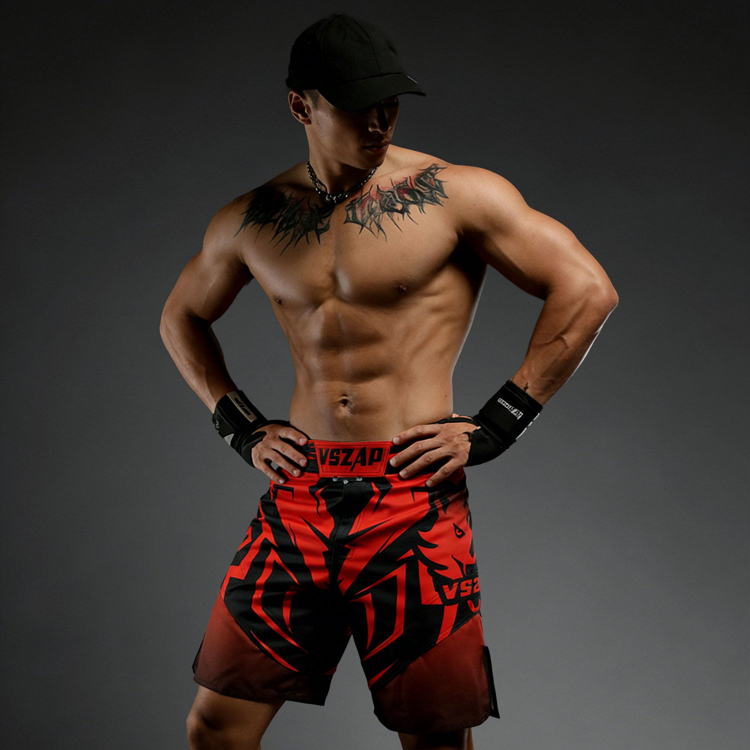 VSZAP红色中国拳击风运动短裤男速干训练五分裤多功能耐磨健身裤,男装,短裤,淘宝优惠券,粉丝福利购,淘宝优惠卷