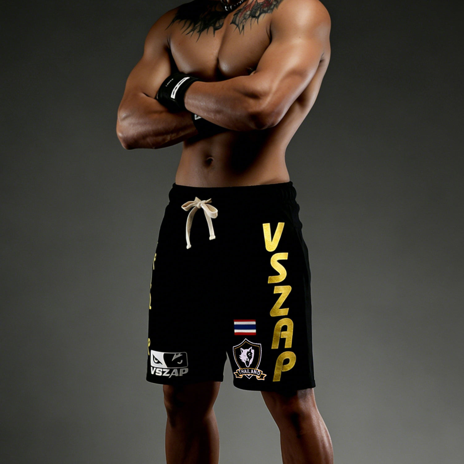 VSZAP运动短裤男纯棉金色莲花训练健身五分裤抽绳耐磨运动穿搭,男装,短裤,淘宝优惠券,粉丝福利购,淘宝优惠卷