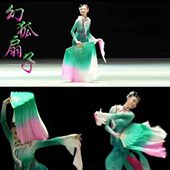 幻狐真丝舞蹈扇中国风广场舞演出专用加长扇子双面扇考级表演道具