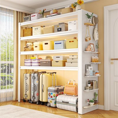 家用货架洞洞板置物架落地多层厨房阳台L卧室收纳铁架储物带防尘