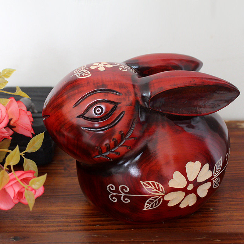 生肖兔存钱罐g2022年新款网红可爱木质客厅摆件高端古风兔子储蓄