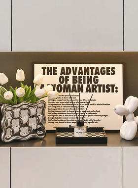 现代简约玄关装饰摆饰黑r白气球狗客厅电视酒柜桌面钥匙收纳软装