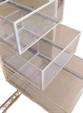 甄选1镂空网格铁篮子长方形铁丝收纳篮大号铁艺宠物框黑白色桌面