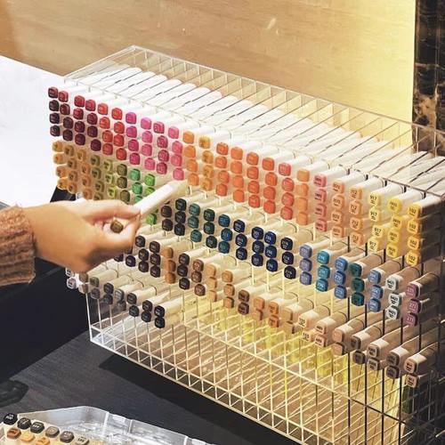 甄选马克笔架亚克力收纳盒桌面大容量绘透明多功能马克笔收纳好物