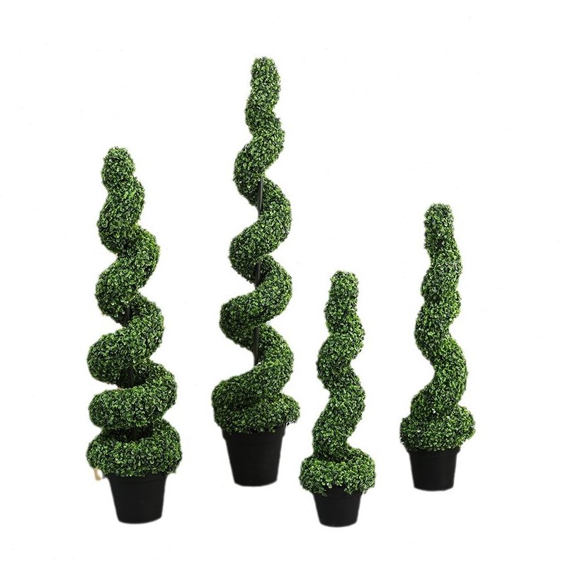甄选朵芙室内装饰螺旋树黄杨木树商场景观布置仿真植物加密米兰仿