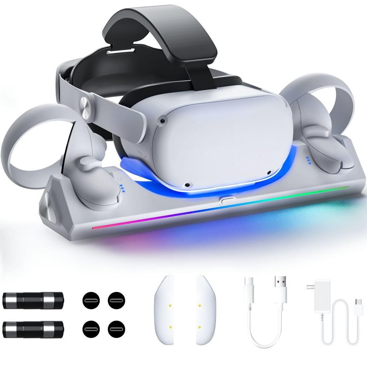 甄选Meta Oculus quest2充电底座配件 炫酷RGB灯光vr充电支架vr眼