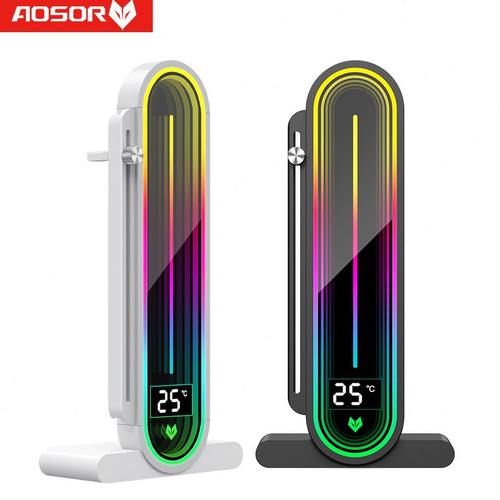 甄选COOLMOON数显立式支撑架电脑海景房ARGB幻彩透镜磁吸竖装显卡