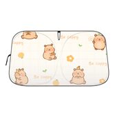 甄选汽车双圈遮阳挡水豚乐园车载遮阳板卡皮巴拉防晒隔热汽车遮阳