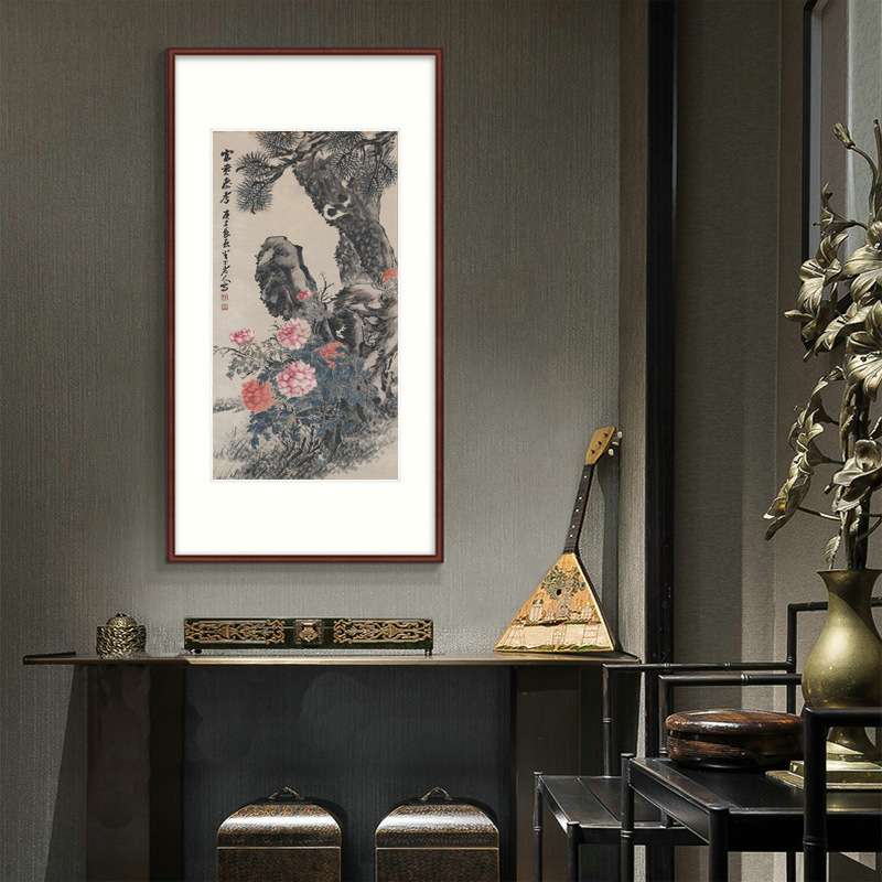 厂家直供艺术微喷家居客厅书房装饰画富贵牡丹花鸟字画画芯图片