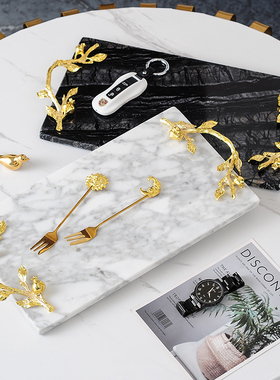 现代轻奢大理石托盘蛋糕果盘首饰化妆品桌面门口收纳浴室洗漱托盘