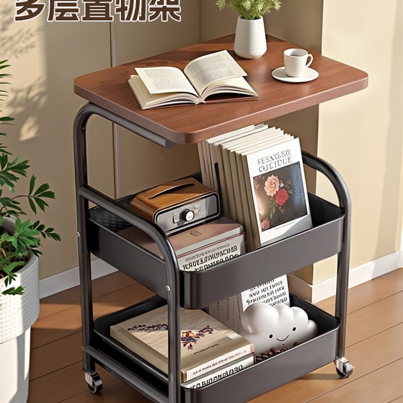中古可移动小推车收纳置物架床头柜客厅沙发边几茶几零食收纳架子