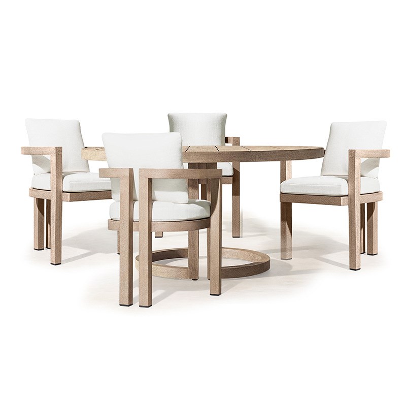 户外桌椅庭院实木休闲露天防腐柚木长桌防水防晒美式乡村圆桌家具