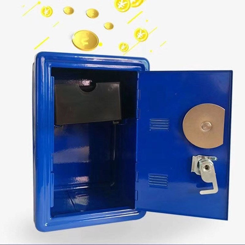 18全钢儿童储蓄罐投币保险箱微小型机械钥匙锁家用收银盒子保管箱