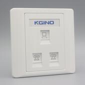 86型1个超六类网络加2个电话面板 CAT6A千兆电脑模块电话网线插座