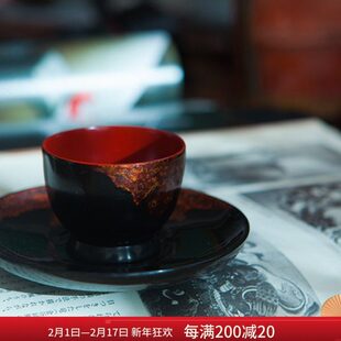 安泰桥 福州手工传统大漆 茶具 漆器 礼物 茶杯  主人杯+杯托