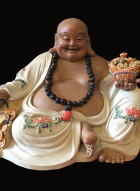 石湾公仔陶瓷工艺品人物客厅卡通可爱笑佛家居饰品简约创意摆件