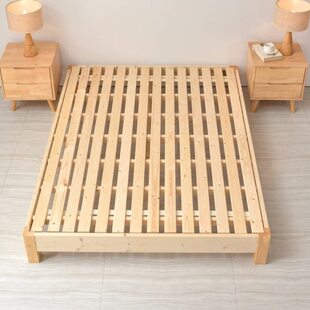 全实木排骨架床架无床头床定制任意尺寸纯实木榻榻米床无漆无甲醛