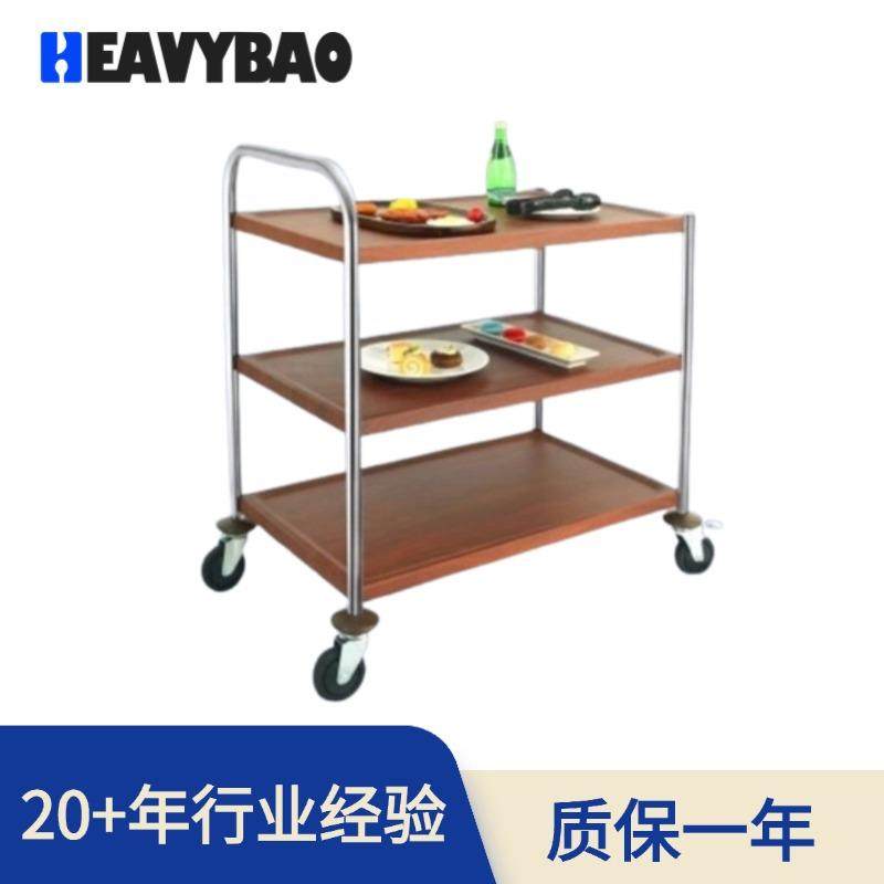 NSF外贸出口欧式不锈钢3层餐车手推车酒店酒水车