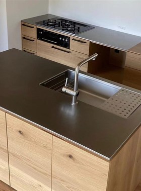 304不锈钢实心台面乱纹防刮花拉丝橱柜岛台耐刮花易清洁工厂定制