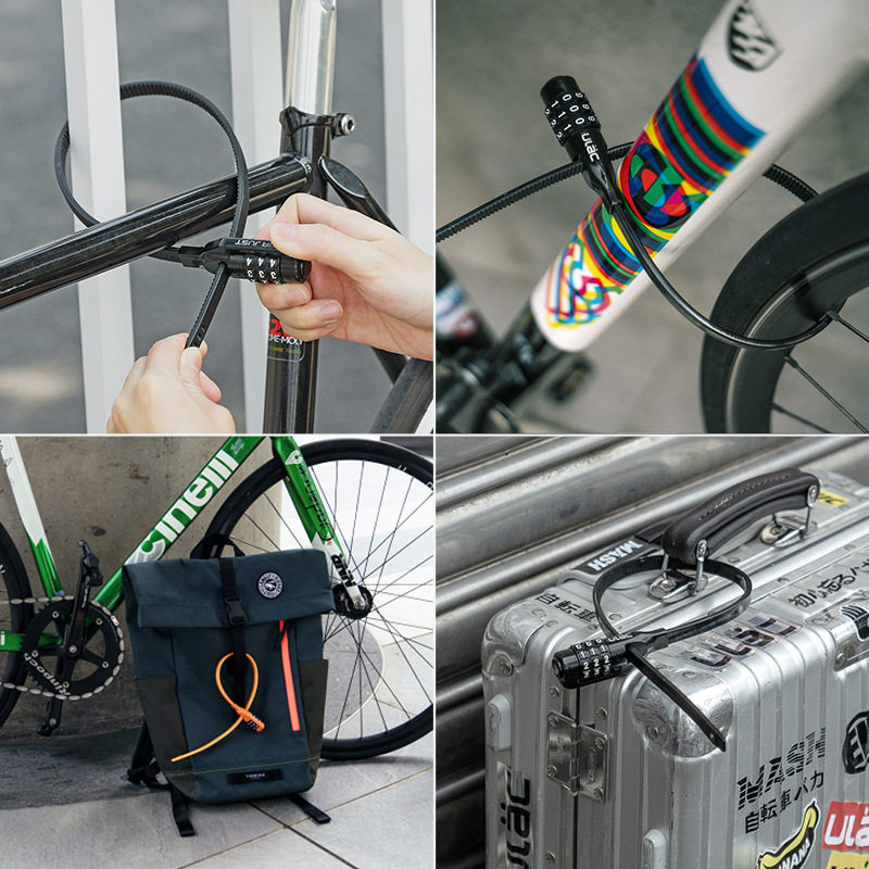 优力扎带头盔锁自行车锁山地公路车电动车防盗锁密码便携箱包锁