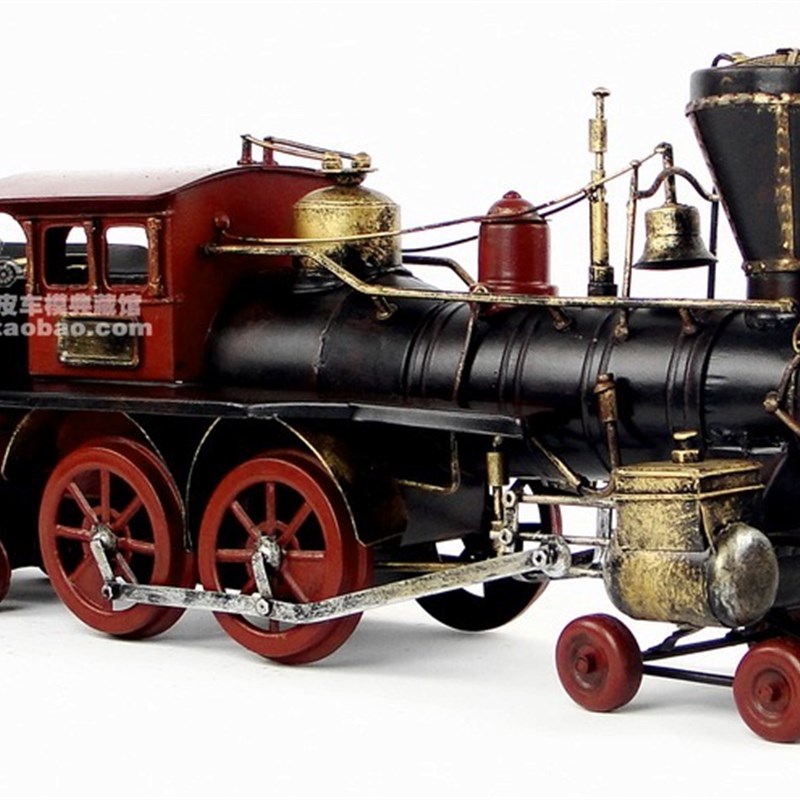 手工仿古铁艺蒸汽火车摆件1880年美国宙斯号蒸汽机车模型装饰礼物
