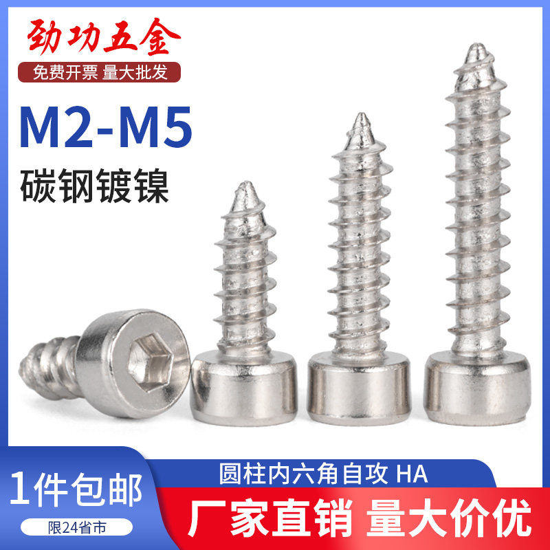 SZ镀镍圆柱头内六角自攻杯头尖尾螺丝音箱喇叭木螺钉M2.6M3.5M4M5,纺织面料/辅料/配套,服装加工设备,淘宝优惠券,粉丝福利购,淘宝优惠卷