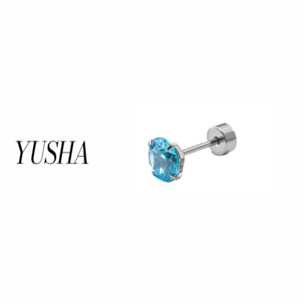 金家夫人小众饰品/四爪蓝色桑桑钻耳钉-丫丫同款