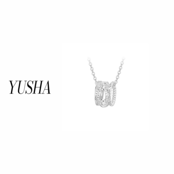 YUSHA/银色麻花边马蹄扣项链-丫丫同款