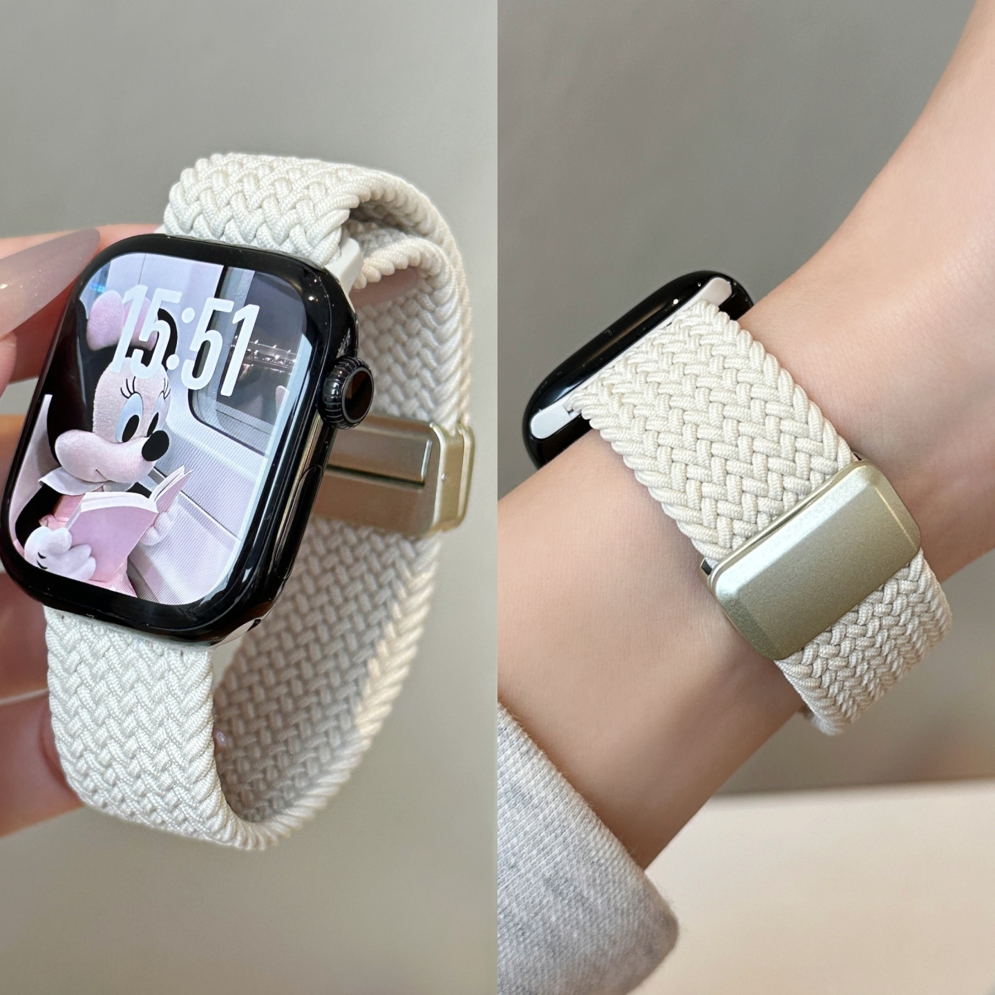 酷活适用iwatch11手表带S10苹果S11手表表带applewatch9新款10尼龙9编织S9磁吸S7男SE高级ultra3女运动S8腕带