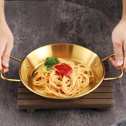 paella西班牙海鲜饭锅煎锅双耳平底锅不锈钢韩式炸鸡盘沙拉意面盘