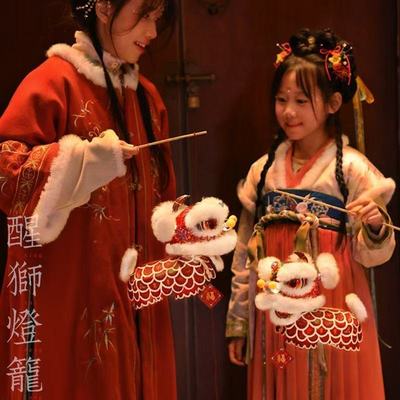 手工国潮醒狮灯笼diy材料包舞狮