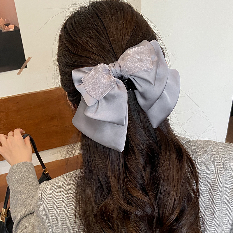 缎面蝴蝶结马尾夹高级感气质抓夹