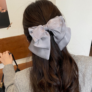 缎面蝴蝶结马尾夹时尚气质抓夹公主风高级发饰后脑勺半扎发夹头饰