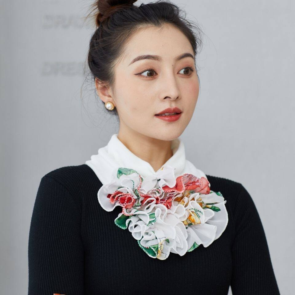 加绒加厚领花女围脖丝巾防风防寒