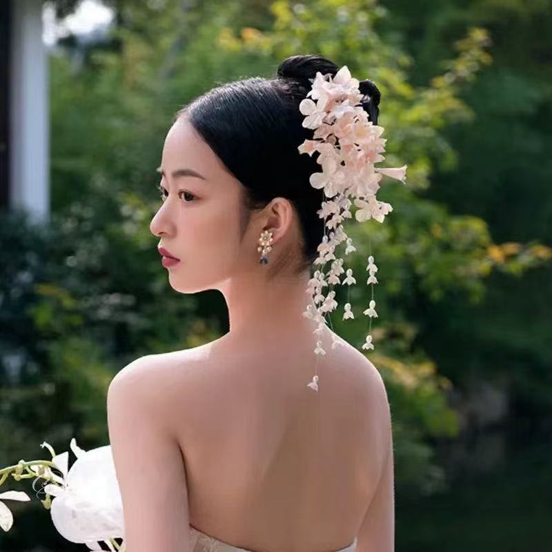 新中式超仙古风铃兰花流苏发夹女