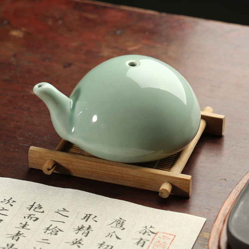 国货精品影青砚k滴 水滴砚台磨墨水盂青瓷水滴文房四宝书法