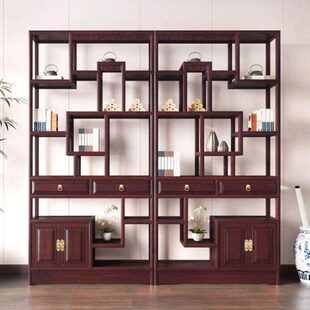 博古架中式实木置物架多宝阁红木茶叶展示柜仿古隔断架非洲金花梨