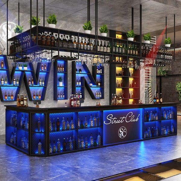 创意酒吧吧台收银台餐厅烧烤店台球厅工业风接待台转角前台定制